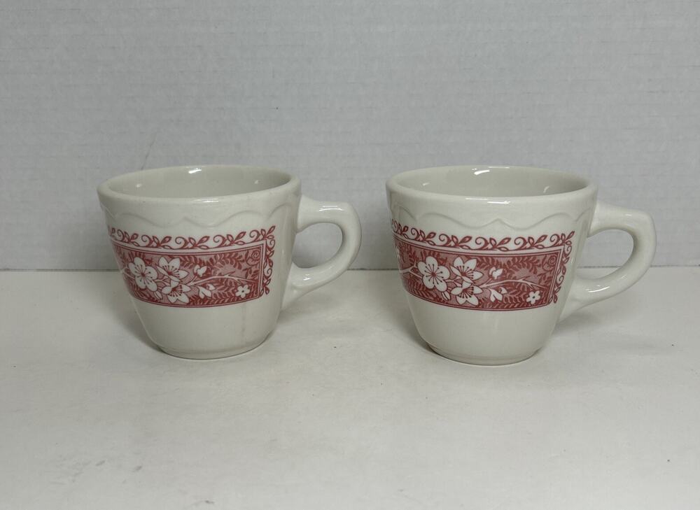 Vtg Syracuse China Strawberry Hill Red Coffee Tea Cup Restaurant Qty 2 USA